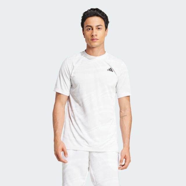 【adidas 愛迪達】短袖上衣 男 訓練 慢跑 亞規 CLUB GRAPH TEE 白 JN7027