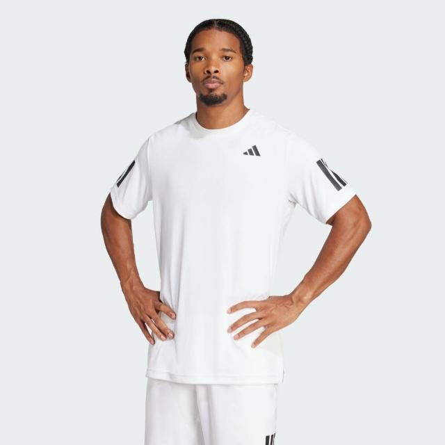 【adidas 愛迪達】短袖上衣 男 訓練 慢跑 亞規 CLUB 3STR TEE 白 JE0413