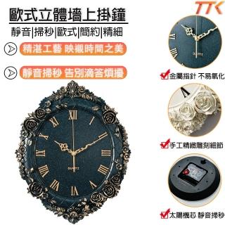 【TTK好物】掛鐘 造型時鐘 大掛鐘 時鐘 數字時鐘 靜音時鐘 客廳掛鐘(家用裝飾 靜音走時 手工雕刻 歐式風格)