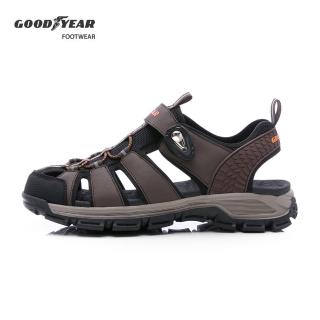 【GOODYEAR 固特異】漫遊者-護趾磁扣運動涼鞋/男鞋 橡膠大底 耐磨 咖啡(GAMS53713)