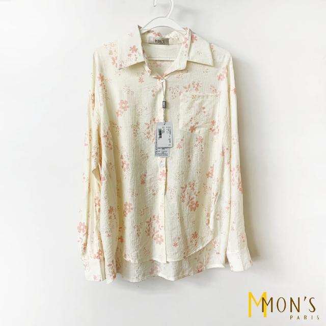 【MON’S】唯美花卉條紋襯衫上衣