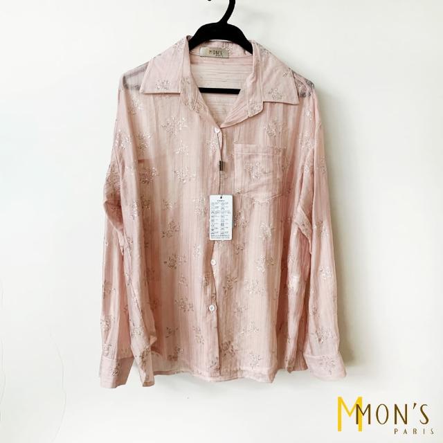 【MON’S】玫瑰玻璃蔥條紋上衣