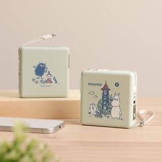 【Norns】Moomin多功能行動電源(嚕嚕米 姆明磁吸無線萬能充 自帶線 行充 無線充電 行動充 充電寶)