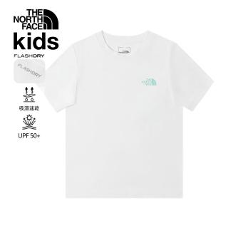 【The North Face 官方旗艦】北面兒童白色吸濕排汗短袖T恤｜8DCTFN4(排汗衫)