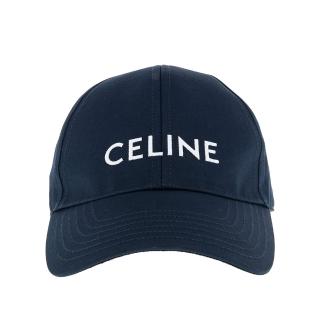 【CELINE】新款字母LOGO棉質刺繡棒球帽(深藍)