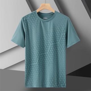 【米蘭精品】現貨+預購 T恤短袖運動服運動上衣跑步背心修身顯瘦(冰絲印花透氣排汗男上衣5色74ks113)
