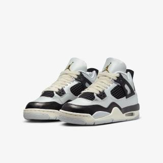 【NIKE 耐吉】休閒鞋 Air Jordan 4 Retro GS 大童 女鞋 Pure Platinum 銀 黑 FZ8585-070