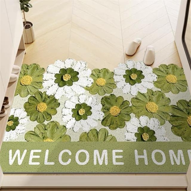 【JEN】玄關進門花卉絲圈防滑地墊50*80cm