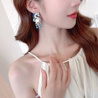 【MoonDy】飾品 女生耳環 耳飾 水滴耳環 鋯石耳環 獨角獸 防過敏耳環 純銀耳環 925銀針 垂墜耳