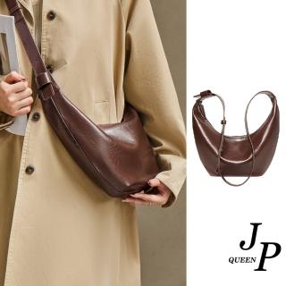 【Jpqueen】咖啡焦糖純色高雅協垮真皮肩揹包(焦糖棕色)