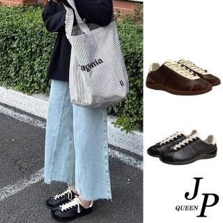 【JP Queen New York】芭蕾拼色點點透氣復古運動真皮休閒鞋(2色可選)