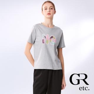 【GLORY21】網路獨賣款-etc. 彩色字母純棉短袖上衣(灰色)