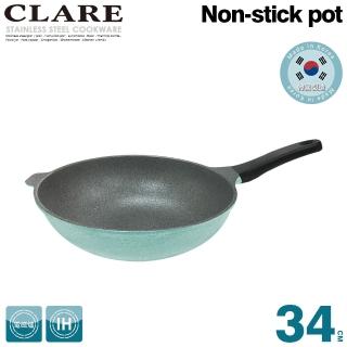 【CLARE 可蕾爾】韓國鑄造不沾炒鍋34cm無蓋(韓國製造IH適用)