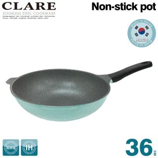 【CLARE 可蕾爾】韓國鑄造不沾炒鍋36cm無蓋(韓國製造IH適用)
