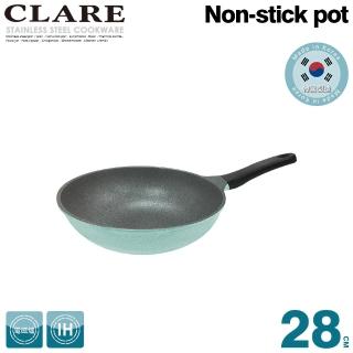 【CLARE 可蕾爾】韓國鑄造不沾炒鍋28cm無蓋(韓國製造)