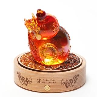 【AF AMBER ART】祥龍福祿琥珀琉璃擺件(琥珀招財擺件)