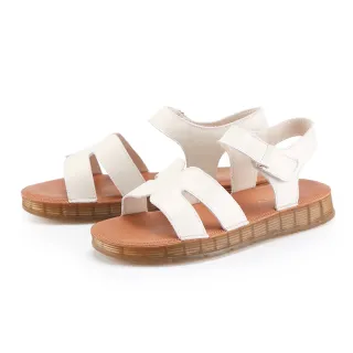 【MAGY】氣質真皮寬帶厚底涼鞋(米色)