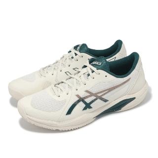【asics 亞瑟士】網球鞋 Solution Swift FF 2 男鞋 米白 綠 法網 輕量 緩衝 運動鞋 亞瑟士(1041A466200)