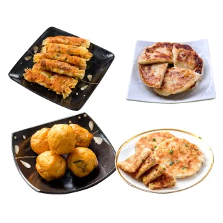【鮮綠生活】餐桌經典炸物組5件組(月圓蝦餅 蝦枝花丸 府城蝦捲 風味飛卵花枝餅;炸物)