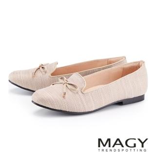 【MAGY】氣質細帶蝴蝶結樂福平底鞋(粉色)