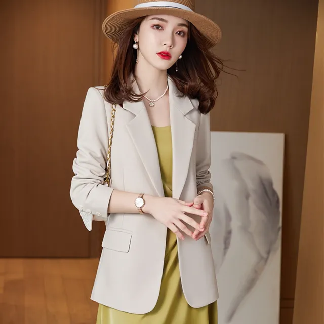 【米蘭精品】極速出貨  西裝外套休閒西服(春秋純色一粒扣修身女外套3色74co37)