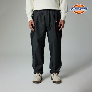 【Dickies】男款黑丹寧附可調節式腰帶前側打摺設計休閒長褲｜DK0A87H4G29