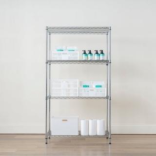 【特力屋】加強防鏽鍍鉻四層架液透 寬90x深46x高160公分 鋼鐵級荷重單層80公斤 書架 收納架 電器架 置物架