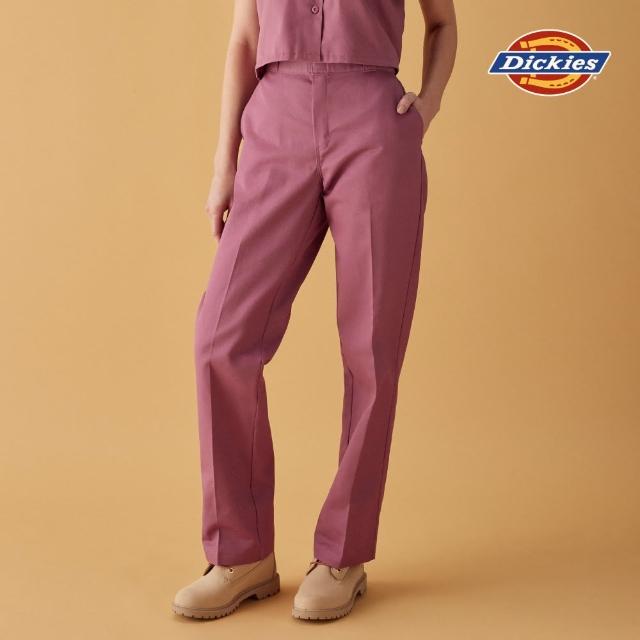 【Dickies】女款暖粉色874抗皺材質寬版褲耳工裝長褲｜DK012996J54