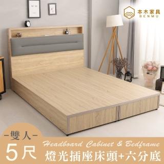 【本木】查爾 舒適靠枕房間二件組-雙人5尺 床頭+六分底