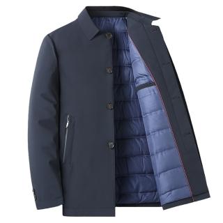 【巴黎精品】現貨秒發 真90%白鴨絨羽絨外套羽絨衣夾克(保暖單排暗釦中長男外套2色a1is7)