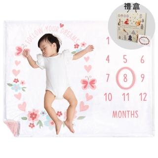 【Hudson Baby】彌月禮盒組-雙層寶寶成長紀錄日期毯(滿月月份攝影拍照背景毛毯安撫毯保暖毯四季毯空調毯)