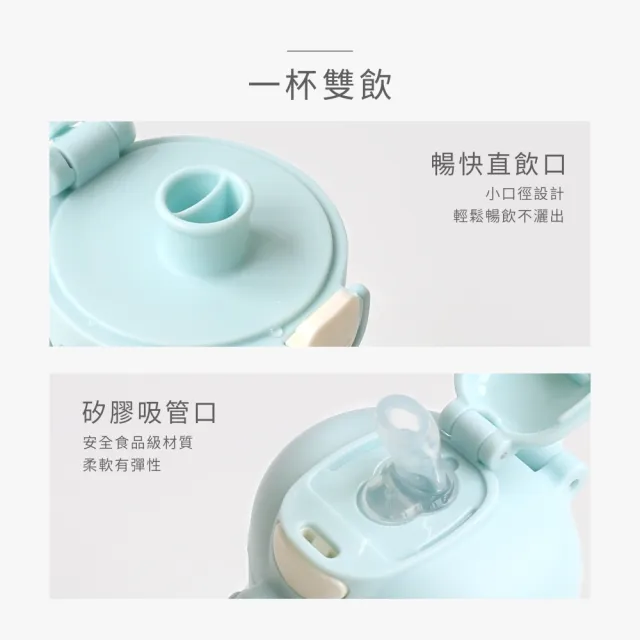 【PUKU 藍色企鵝】圓圓直飲吸管揹帶兩用水壺550ml(三色)