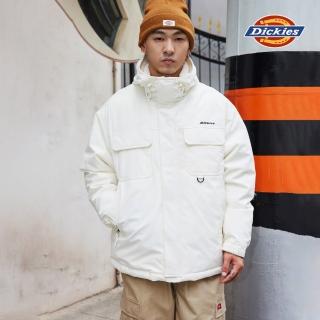 【Dickies】男款米白色內帽羊羔絨多口袋設計連帽外套｜DK0A87ZWC48
