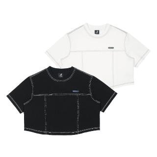 【KANGOL】袋鼠 女款短版線條短T 65221001