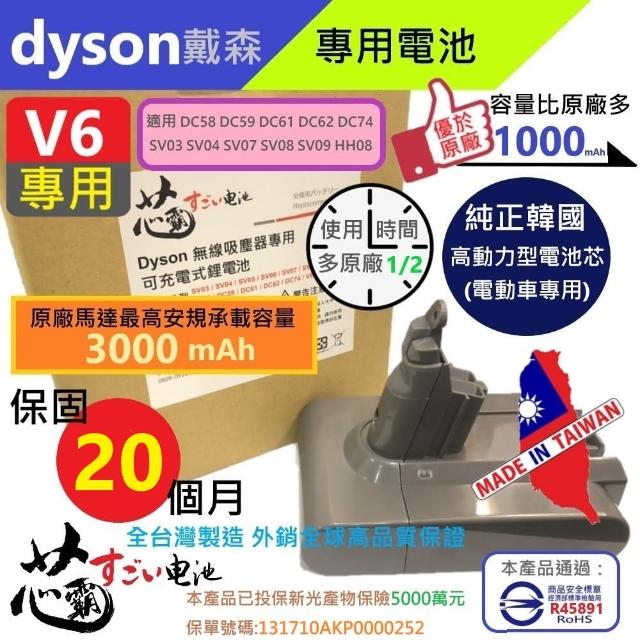 【芯霸電池】Dyson 戴森 DC62 DC61 DC74 SV03 3000mAh 吸塵器專用電池 內附好禮(全台製)