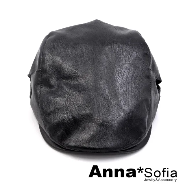 【AnnaSofia】鴨舌帽明星潮帽貝蕾帽狩獵帽報童帽小偷帽-紋理皮革 現貨(黑系)