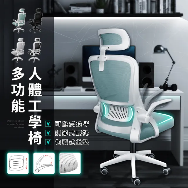 【Ashley House】依恩高背透氣網布+3D乳膠坐墊可後躺升調節升降電腦椅(辦公椅 升降椅 電競椅 旋轉椅)