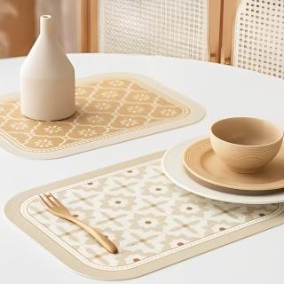 【zozo】2件組 鄉村風皮革餐墊40*30cm(防水防油汙/好清洗/隔熱餐墊/餐桌墊)