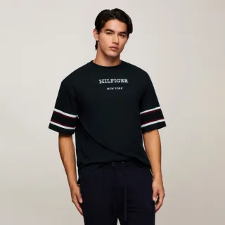 【Tommy Hilfiger】官方旗艦館 Monotype 拼色超寬鬆 T 恤 _藍色