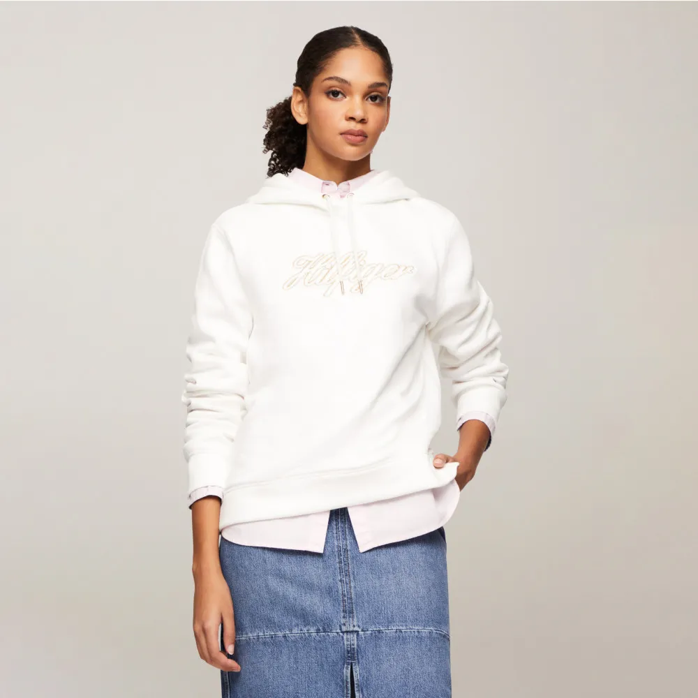 【TOMMY HILFIGER】官方旗艦館 金屬 Hilfiger 連帽衫 _白色