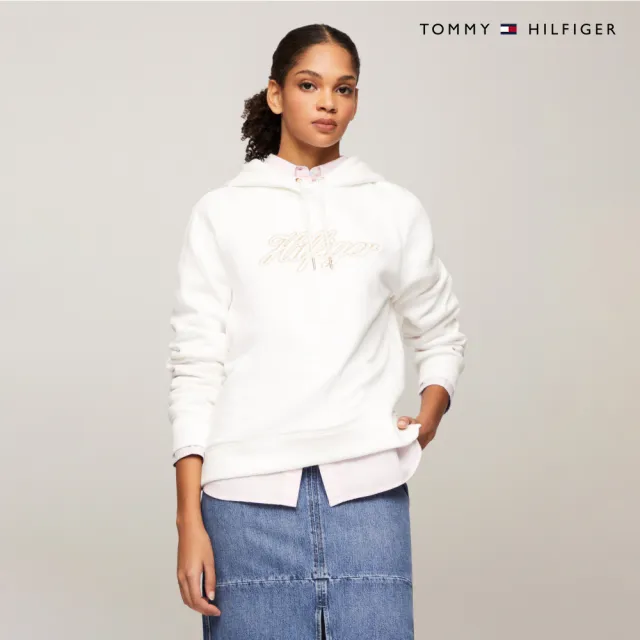 【TOMMY HILFIGER】官方旗艦館 金屬 Hilfiger 連帽衫 _白色