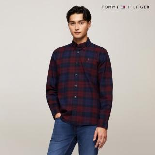 【Tommy Hilfiger】官方旗艦館 黑衛士格紋彈力牛津襯衫 紅色