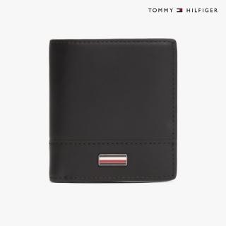 【Tommy Hilfiger】官方旗艦館 經典三折式皮夾 黑色