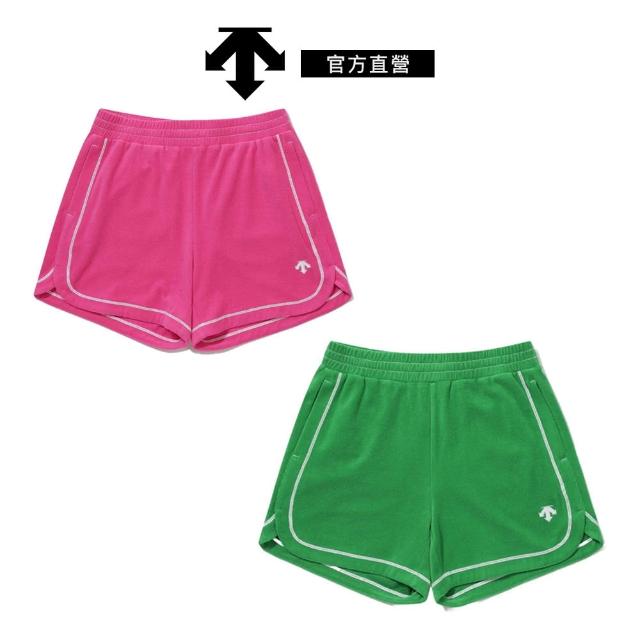 【DESCENTE】迪桑特 COMFORT FIT TERRY KNITSHORT PANTS 女士 運動短褲(綠色/粉色)