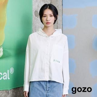 【gozo】MOMO獨家款★限量開賣 gozo繡花寬版連帽襯衫外套(兩色)