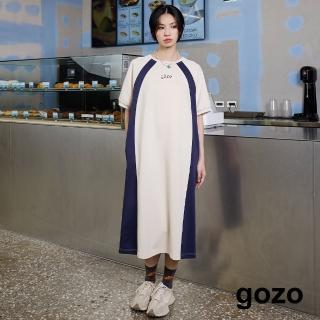 【gozo】MOMO獨家款★限量開賣 gozo撞色拼接針織洋裝(兩色)