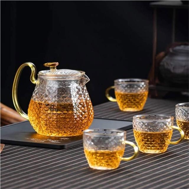 【POKO】玻璃泡茶壺五件組(養身壺 濾茶壺 咖啡壺 花茶壺 高硼硅玻璃 耐熱玻璃壺)