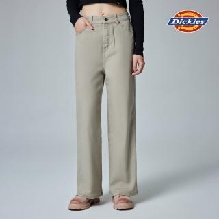 【Dickies】女款沙色水洗染色設計開放式口袋休閒闊腿長褲｜DK0A87H7CH1