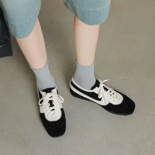 【WYPEX】現貨+預購 百搭舒適平底真皮德訓鞋女鞋 休閒鞋 綁帶運動鞋(2色)