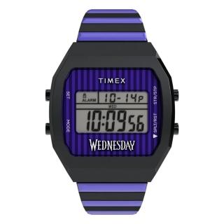 【TIMEX】天美時 x Wednesday 36毫米 熱門影集《星期三》聯名電子錶 黑紫 TXTW2Y19500